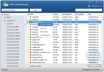 Wise Data Recovery screenshot