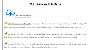 Wix Summary screenshot