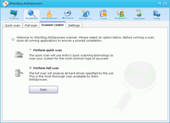 Wlording AntiSpyware screenshot