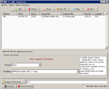 WMA To AAC Converter screenshot