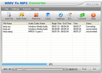 WMV To MP3 Converter screenshot