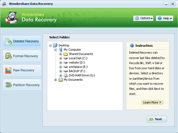 Wondershare Data Recovery screenshot