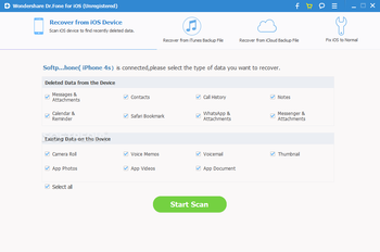 Wondershare Dr.Fone for iOS screenshot