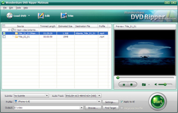 Wondershare DVD Ripper Platinum screenshot