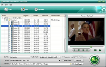 Wondershare DVD to 3GP Ripper screenshot