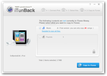 Wondershare iTunBack screenshot