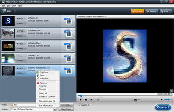 Wondershare Video Converter Platinum screenshot