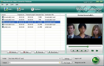 Wondershare Video Converter Platinum screenshot