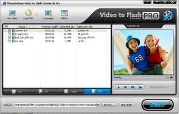 Wondershare Video to Flash Converter Pro screenshot