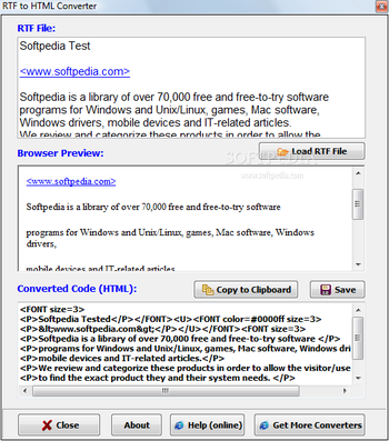 Wonderwebware RTF to HTML Converter screenshot