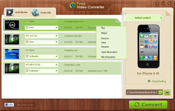 WonTube Free Video Converter screenshot