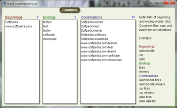 Word Combination Tool screenshot