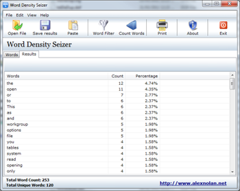 Word Density Seizer screenshot