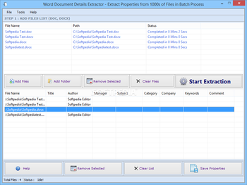 Word Document Details Extractor screenshot
