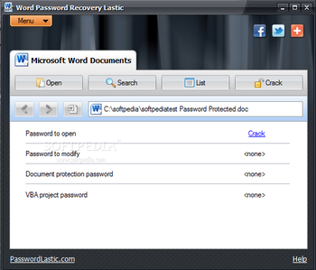 Word Password Recovery Lastic screenshot