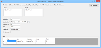 Word Reports screenshot