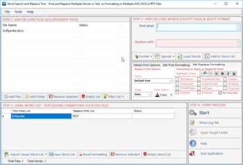 Word Search and Replace Tool screenshot