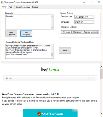 Wordpress Scraper-Commenter screenshot
