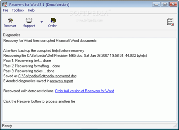 WordRecovery screenshot