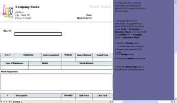 Work Order Template screenshot