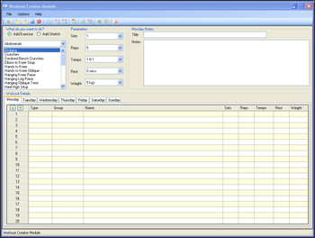 Workout Creator Module screenshot