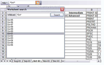 Worksheet Search screenshot