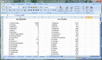 World Cities Database - Excel screenshot