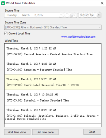 World Time Calculator screenshot