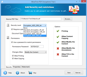 WowTron PDF Encryption screenshot 2