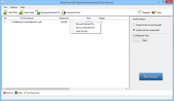 WowTron PDF Restriction Remover screenshot