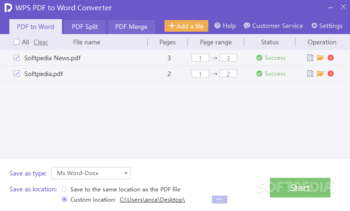 WPS PDF to Word Converter screenshot