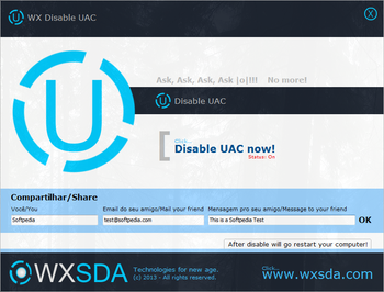WX Disable UAC screenshot