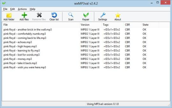 wxMP3val screenshot 2