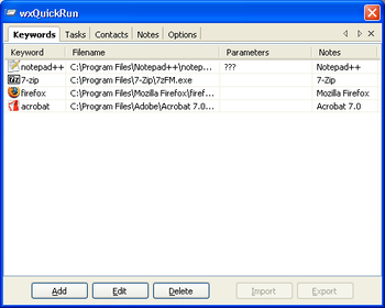 wxQuickRun screenshot
