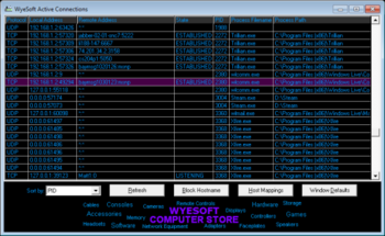 WyeSoft Active Connections screenshot