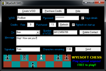 WyeSoft SMS screenshot
