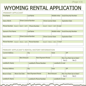 Wyoming Rental Application screenshot