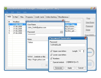 X-Lizard Password Manager screenshot