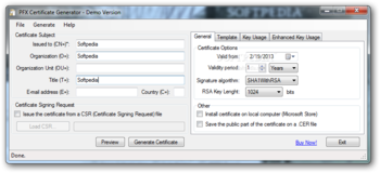 X509 Certificate Generator screenshot