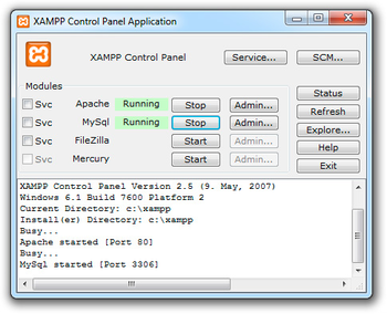 XAMPP screenshot