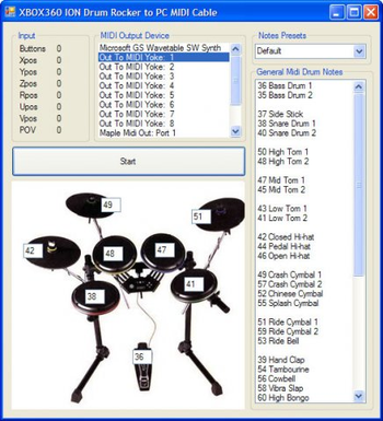XBOX360 ION Drum Rocker to MIDI screenshot 2