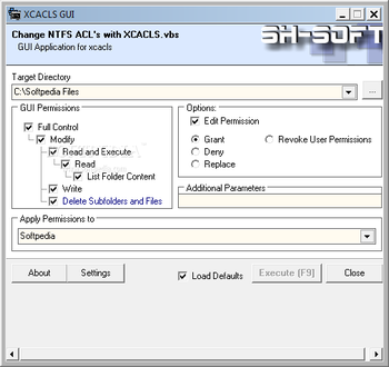 XCACLS GUI screenshot