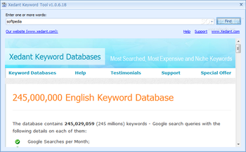 Xedant Keyword Tool screenshot