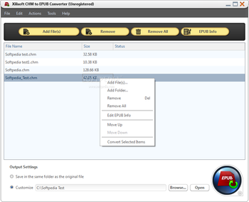 Xilisoft CHM to EPUB Converter screenshot