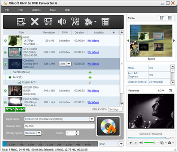 Xilisoft DivX to DVD Converter screenshot