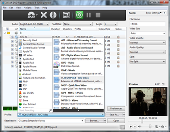Xilisoft DVD Ripper Standard screenshot