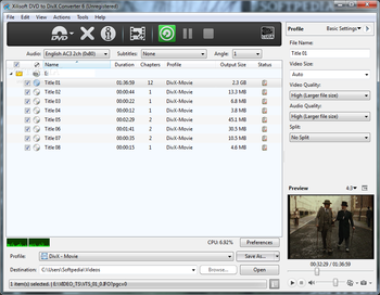 Xilisoft DVD to DivX Converter screenshot