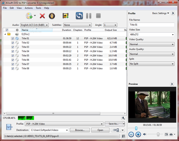 Xilisoft DVD to PSP Converter screenshot