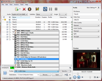 Xilisoft DVD to PSP Converter screenshot 3