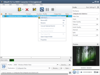 Xilisoft FLV to WMV Converter screenshot